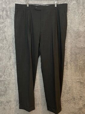 Ballin Super 120s Wool Dress Pants Mens 40 Gray Pleated Tailored Cuffed Trousers